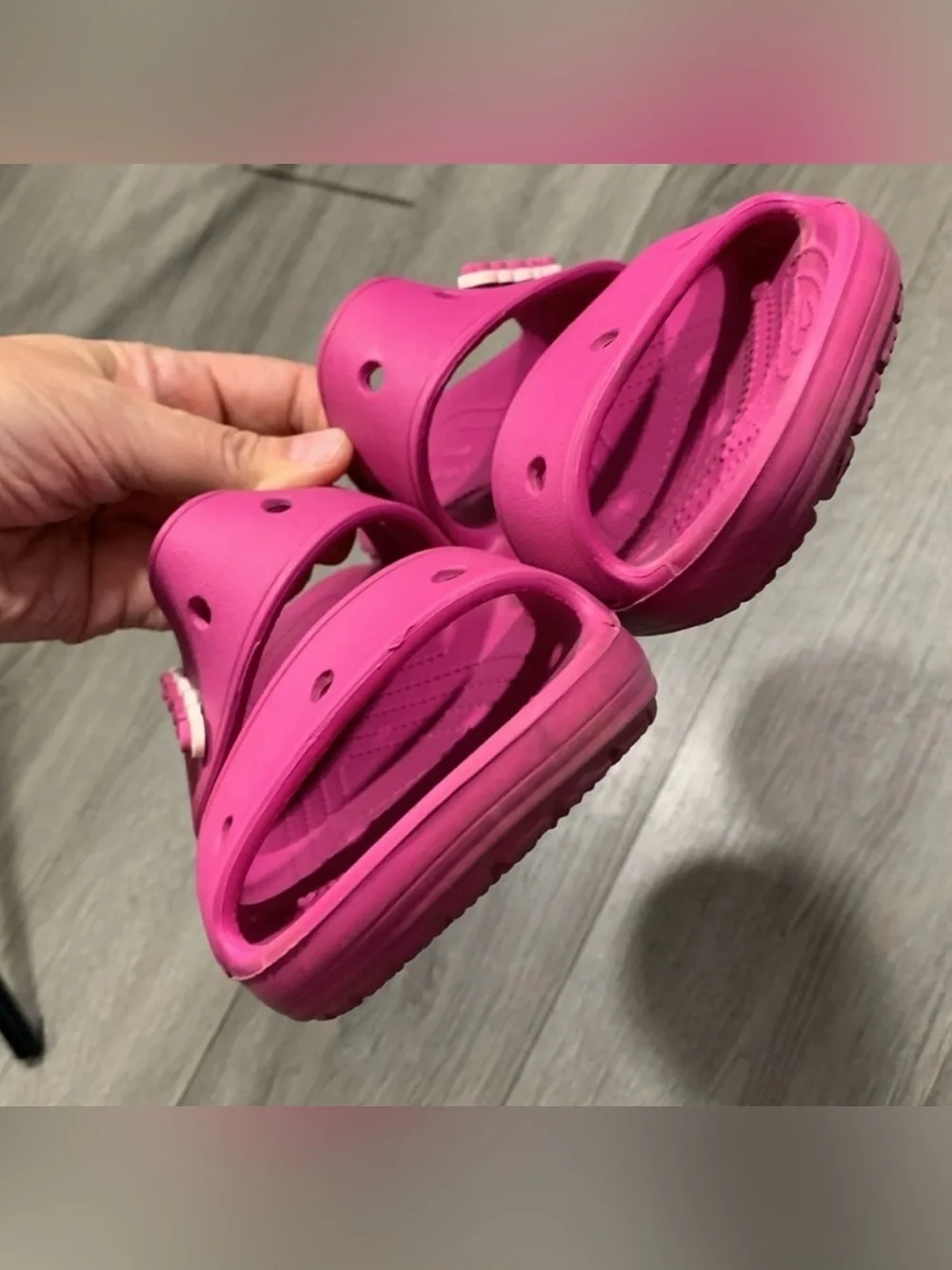 Crocs Sandals‎ Classic Unisex Adult Two Strap Pink Lightweight Slip-On size 9